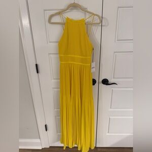 AMUR Sunshine Yellow Pleated Dress